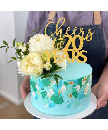 Cheers 20 To Years Cake Topper - Gold Glitter Happy 20 Birthday Cake Toppers 20 Years Wedding Anniversary Party Decorations Single-Side Gold Glitter Twenty Birthday Cake Decorations Supplies (gold) - Buy Online on GoSupps.com