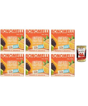 Italian Gourmet E.R. Bonomelli 100% Natural Fruit Infusion Papaya & Orange (Pack of 6) + Italian Gourmet Pulp 400g