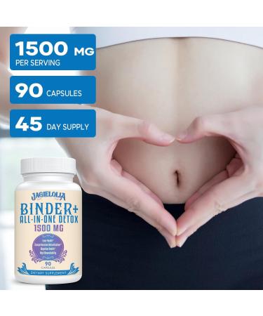 All-in-One Detox Binder Supplement 1500 MG - High Bioavailability Liver & Gut Detox with Activated Charcoal Zeolite & Bentonite Clay - 90 Vegan Capsules for Toxin Cleanse - Buy Online on GoSupps.com