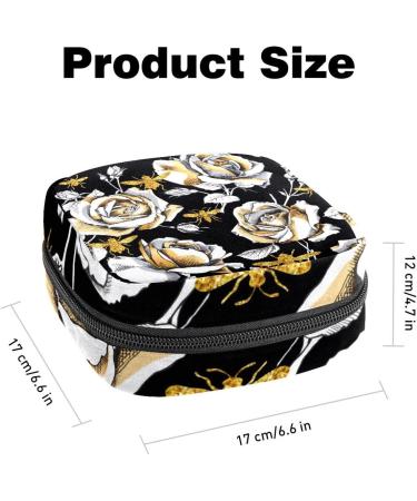 Multicolored Gold Rose Flowers Menstrual Cup & Tampon Pocket - Portable Storage Bag for Women & Girls - Buy Online on GoSupps.com