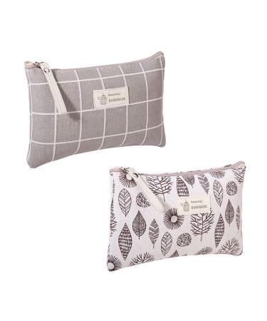 Canvas cosmetic bag 2 PCs cosmetic bag printed make-up bag travel culture bag multifunctional travel culture bag with zipper for cosmetic key cards