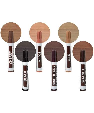 Furniture Markers Touch up  12 Piece Furniture and Wood Floor Markers and Crayons Repair Kit - 6 Felt Tip Wood Markers  6 Wax Crayons in Black  Maple  Oak  Cherry  Walnut and Mahogany - By Rampro Set of 12 - Buy Online on GoSupps.com