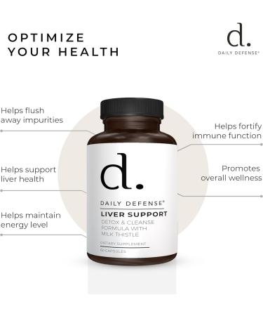 Daily Defense Liver Cleanse and Detox & Repair Formula - Liver Support Supplement with Artichoke Extract for Liver Health - Milk Thistle Liver Detox with Dandelion Leaf Extracts - 60 Capsules - Buy Online on GoSupps.com