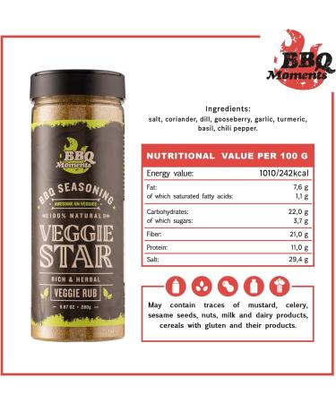 BBQ Moments Vegetable Seasoning 280g - 7-Veggie Rub for Grilling | BBQ Veggie Dry Rub Greens Seasoning Mix with Paprika - Buy Online on GoSupps.com