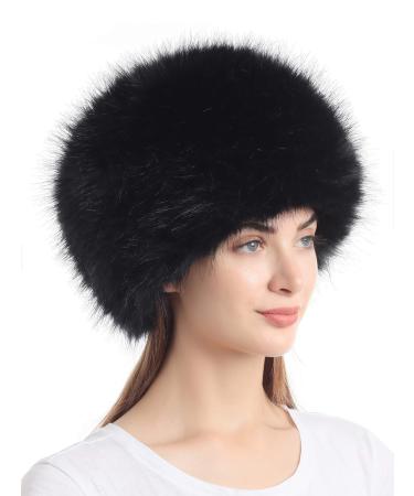 Soul Young Women's Winter Faux Fur Cossak Russian Style Hat Black