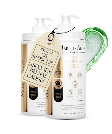 Marie d'Argan Duo Gel Reducer Kit 1000 ml c/u Body Gel with Camphor European Ivy and Laminaria Algae Firms Shapes and Fights Cellulite Natural Care Without Parabens