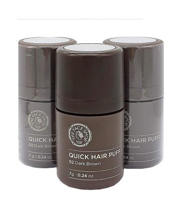 Quick Hair Puff 02 DARK BROWN x 3pc SET for Hair Line Makeup Men/Women