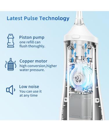 Premium Water Flosser with 350ml Tank & 4 Nozzles - 9 Modes Dental Tools for Plaque & Tartar Removal | Rechargeable Slate Flosser for Home & Travel - M131 White - Buy Online on GoSupps.com