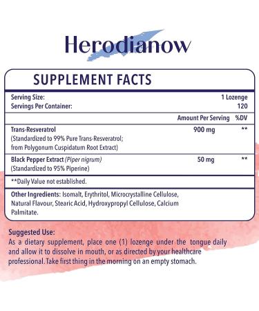 Herodianow 900mg Resveratrol Lozenges - 120 Count | Powerful Antioxidant Support - Buy Online on GoSupps.com
