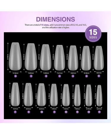 Saviland Medium Coffin Gel Nail Tips 360 PCS - Pre-shaped Clear False Nails for Acrylic Extensions - 15 Sizes - Nail Salon Manicure Gift - Buy Online on GoSupps.com