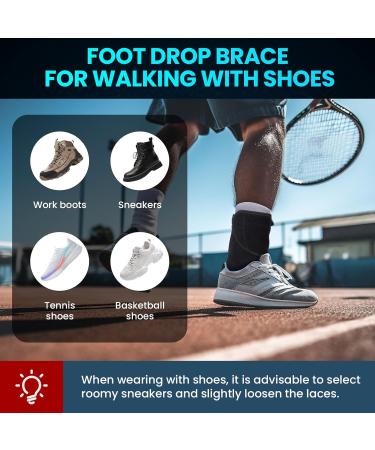 Welnove 2 Pack Drop Foot Brace with Arch Support - AFO Ankle Brace for Walking Relieve Foot Drop & Lower Limb Instability | Left & Right Included - Buy Online on GoSupps.com