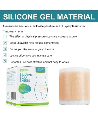 Medical Grade Silicone Gel Scar Removal Tape 1.6x60 - Long Strips for Acne, C-Section, Keloid Surgery - 6-8 Month Supply - 1.5m - Buy Online on GoSupps.com