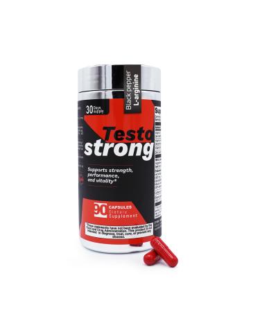 Testostrong Advanced Nitric Oxide & Energy Support Formula L-Arginine, Beet Root, Tongkat Ali, Horny Goat Weed, Tribulus, Zinc, Vitamins B6, B12 & E 90 Capsules Non-GMO