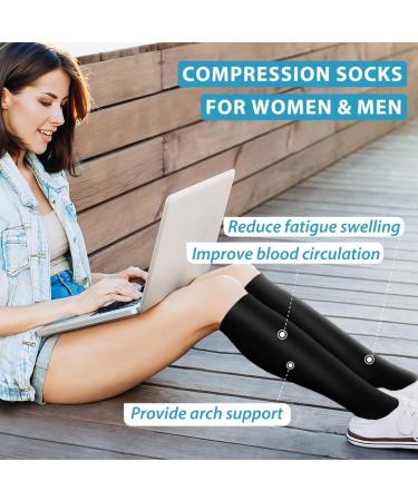 Compression Stockings & Socks for Men & Women - Best for Running Sports Travel | 6 Pairs Black S-M - Buy Online on GoSupps.com