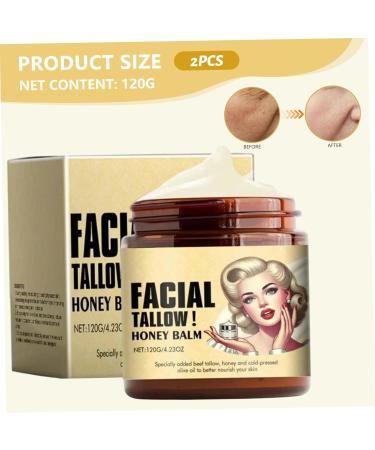Sgqtqybk 2Pcs Beef Tallow Honey Balm Whipped Tallow Face Cream for Sensitive Skin Multi-Purpose Body Balm Fragrance Free 4.23oz - Buy Online on GoSupps.com