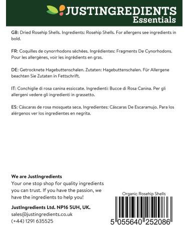 JustIngredients Essentials Organic Rosehip Shells 500 g - Buy Online on GoSupps.com
