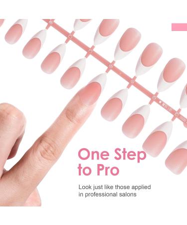 Canvalite French Tip Press on Nails - 300 Pcs Gel Tips - Quick & Easy Almond Fake Nails - Pre-Colored DIY Nail Extensions in Pink & White - Buy Online on GoSupps.com