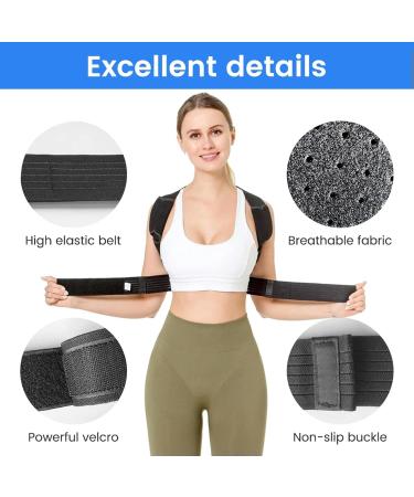Adjustable Back Posture Corrector Brace Support Belt Back Band Invisible Spine Lumbar Shoulder Posture Correction For Women Men Black S - Buy Online on GoSupps.com