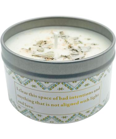 White Sage Candle with Himalayan Crystal Salt & Essential Oils | Healing Energy Crystal Candle for Spiritual Cleansing - Buy Online on GoSupps.com