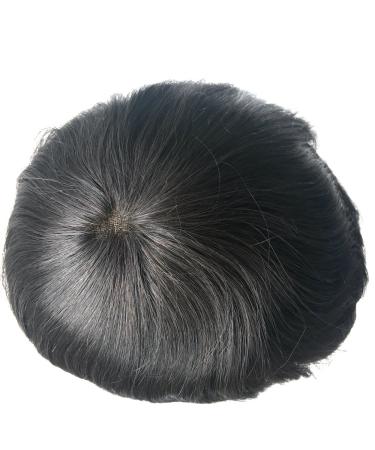 Premium Human Hair French Lace Toupee for Men - 7x9 Lace Hairpiece #1B | International Shipping - Buy Online on GoSupps.com