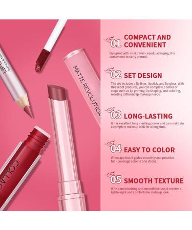 Lip Liner and Lipstick Set Long Lasting Makeup Set NonSmearing Makeup Lip Gloss for Women and Girls for Daily Use Night Party Date Travel 2 - Buy Online on GoSupps.com