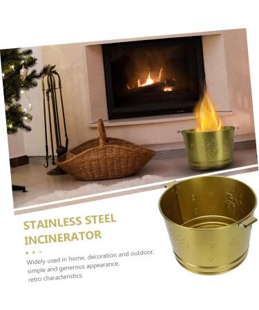 BESPORTBLE 1pc Burn Use Incinerator Sacrificial Traditional Burning Chinese Stainless Bucket Paper Golden - Buy Online on GoSupps.com