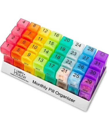 Monthly Pill Organizer - 31 Day Am/Pm Dispenser with 32 Cases, Box for Vitamins & Medication - Buy Online on GoSupps.com
