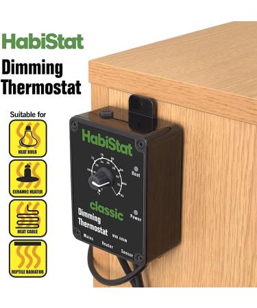 Habistat - Dimming Thermostat - Classic Range - Black - 600w - Designed Specifically For Controlling Light Bulbs & Heaters - Suitable For Reptiles - Accurate Temperature Control - Easy To Use - Buy Online on GoSupps.com