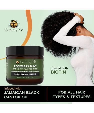 Sunny Isle Rosemary Mint Hair and Strong Roots Butter 2oz Infused with Biotin & Jamaican Black Castor Oil Dry Scalp Split Ends & All Hair Types - Buy Online on GoSupps.com