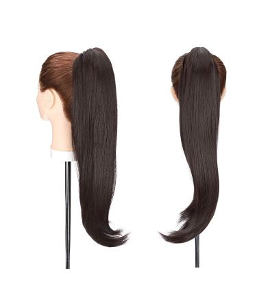22 Dark Brown Ponytail Extension | Clip-In Micro-Wavy Braid | Heat-Resistant Real Hair Hairpiece for Effortless Styles - Buy Online on GoSupps.com