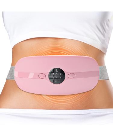 Portable Cordless Heating Pad, Menstrual Heating Pad with 3 Heat Levels and 3 Vibration Massage Modes, Fast Heating Belly Wrap Belt, Back or Belly Pain Relief Heating Pad for Women and Girl(Pink)