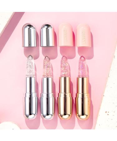 2 Pack Glimmer Crystal Jelly Lipstick - Magic PH Color Changing Balm Moisturizing & Vegan - Long Lasting Tinted Lip Balm Set - Buy Online on GoSupps.com