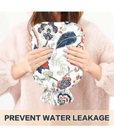 NAANLE Hot Water Bottle with Cover - Ethnic Paisley Flower Design 1L Transparent Water Bottle for Back Pain Relief & Hand/Foot Warmers | Hot & Cold Therapy - Buy Online on GoSupps.com