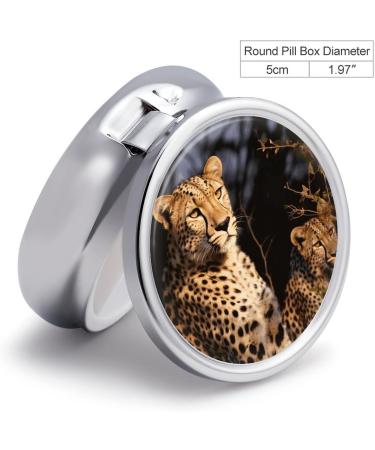 Wild Animal Leopard Pill Box - Stylish 3 Compartment Travel Case for Vitamins Medications & Supplements | Mini Metal Organizer for Purse & Pocket - Buy Online on GoSupps.com