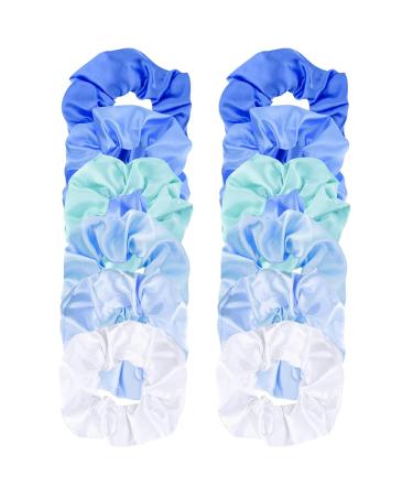 12 Pack Blue Satin Hair Scrunchies - Elastic Hair Ties for Women and Girls - Buy Online on GoSupps.com