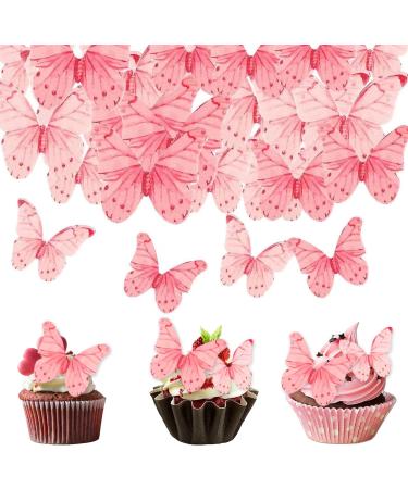 40 Pcs Pink Butterfly Cupcake Decoration Butterfly Edible Wafer Cupcake Toppers 3D Edible Butterfly Cake Topper Party Wedding Anniversary Birthday Party Cupcake Decoration - Buy Online on GoSupps.com