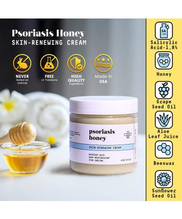 Psoriasis Honey Skin Renewing Cream - Intense Moisturizing for Dry, Itchy Skin | Fast Absorbing Cream with Salicylic Acid and Restorative Oils | Psoriasis Relief | 4oz - Buy Online on GoSupps.com