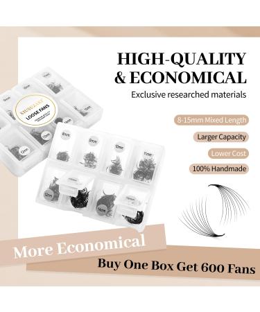 Buy 600 Premade 10D Eyelash Extension Fans - 0.07 Thickness D Curl Mix 8-15mm | Fluffy & Soft Volume Lash Extensions - Buy Online on GoSupps.com