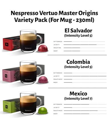 Nespresso Vertuo Coffee Capsules - El Salvador Colombia Mexico - 3 Boxes (30 Pods) Bundled with Border Biscuits Selection & Giftable Tote Bag - Buy Online on GoSupps.com