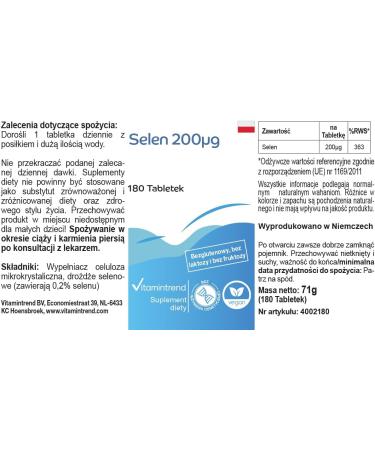 Selenium 200 g from selenium yeast 180 tablets high dosage vegan bioavailable supplements from Germany Vitamin trend - Buy Online on GoSupps.com