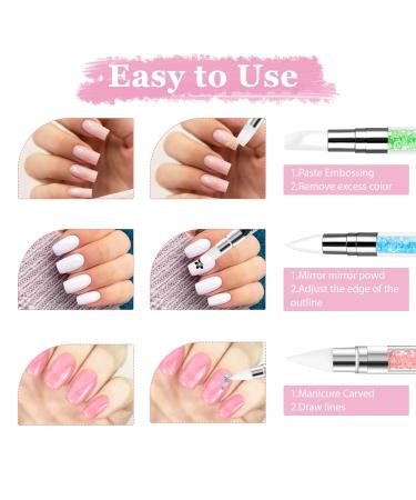 3 Pcs Nail Art Sculpture Pen Set - Dual Tipped Silicone Tools for Home & Salon | Blue Green Orange Nail Brushes & Rhinestone Carving Pen - Buy Online on GoSupps.com