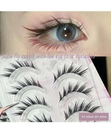Wild natural hair flu false eyelashes One piece fox eyelashes 12mm Fox eyelashes 5 pairs (complimentary tweezers + glue) - Buy Online on GoSupps.com
