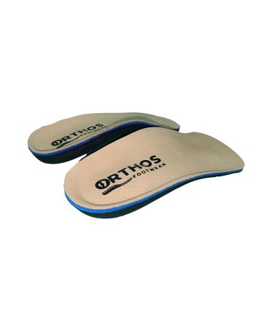 3/4 Length Orthotic Replacement Shoe Insoles - USA Made Perfect for Tight Fitting Shoes: Golf Cleats Ski - Insoles with Shock Absorption for Arch Support Flat Feet Plantar Fasciitis Leather Cover D - Women's 11-11.5 / Men's 9-9.5
