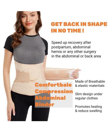 Large Beige Abdominal Binder for Post Surgery & Postpartum Recovery | Belly Band for C Section, Abdomen Support Belt for Men & Women - Buy Online on GoSupps.com