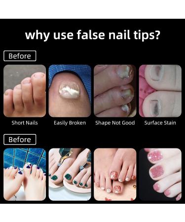 Dazzle 500Pcs Clear Toe Nail Tips - Full Cover Press on Toenails | False Toenails for Nail Salons and DIY Nail Art - Buy Online on GoSupps.com