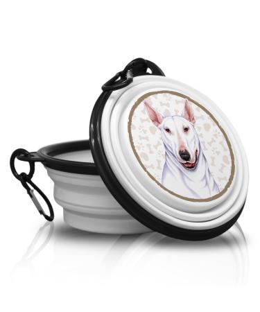 Miniature Bull Terrier - folding portable drinking snap with carabiners for on the go.Food bowl pet bowl.Handy and unique.