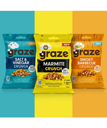 Graze - Sweets & Crisps Snacks Selection - Snack Bars variety box(28x30g)&Snacks Multipack Selection of BBQ Marmite & Salt&Vinegar 52g bags-Packaging may vary-(31 in a box) - Buy Online on GoSupps.com