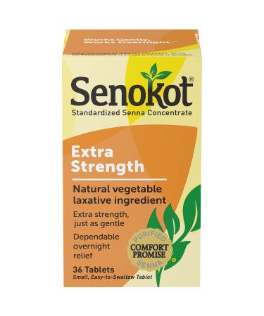 Senokot Extra Strength Natural Vegetable Laxative for Gentle Overnight Relief Occasional Constipation, 36 Count 36 Count (Pack of 1)