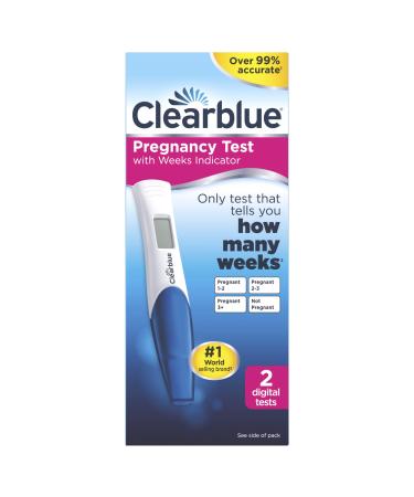 Clearblue Digital Pregnancy Test With Weeks Indicator The Only Test That Tells You How Many Weeks 2 Digital Tests (Pack of 1) 2 count (Pack of 1)