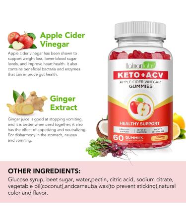 Rsgrt Apple Cider Vinegar Gummies with Vitamin B12 & Folic Acid | 60 Vegan Gummies for Weight Management | High-Strength ACV for Men & Women - Buy Online on GoSupps.com